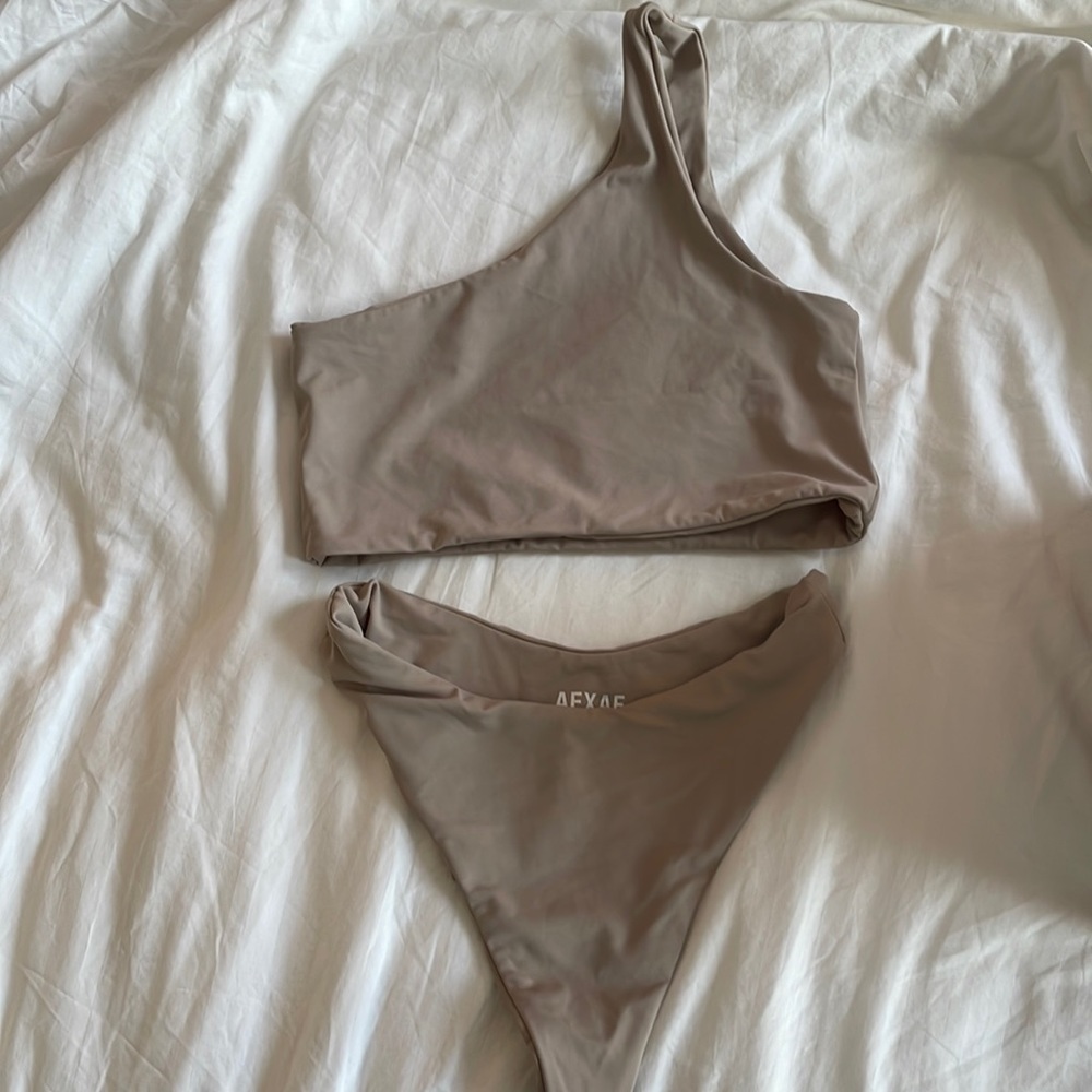 AEXAE beige bikini set size large top medium bottom